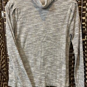 LOFT Light Gray Heathered Cowl Neck Sweater